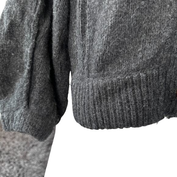 Tory Burch Wool Jillian Chunky Sweater Cardigan Charcoal Gray Size S/P Small - Picture 6 of 9
